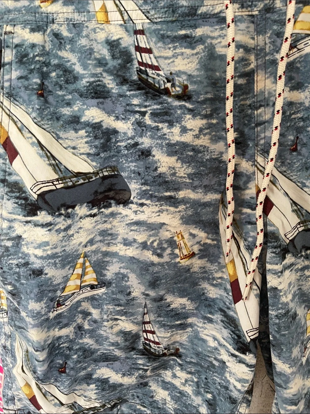 J. Crew Blue Sailboat Print Swim Shorts trunk Econyl Nylon Medium